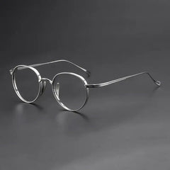 Monroe Titanium Round Glasses Frame Round Frames Southood Silver-oval