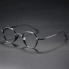 Monroe Titanium Round Glasses Frame Round Frames Southood Silver-polygon