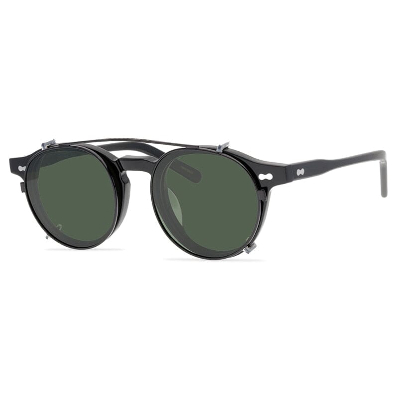 Morton Acetate Glasses Frame With sunglasses Clips Round Frames Southood Black
