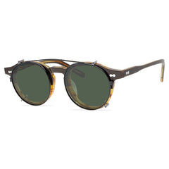 Morton Acetate Glasses Frame With sunglasses Clips Round Frames Southood Black gold stripes