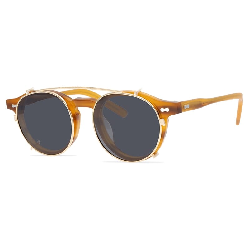 Morton Acetate Glasses Frame With sunglasses Clips Round Frames Southood Golden