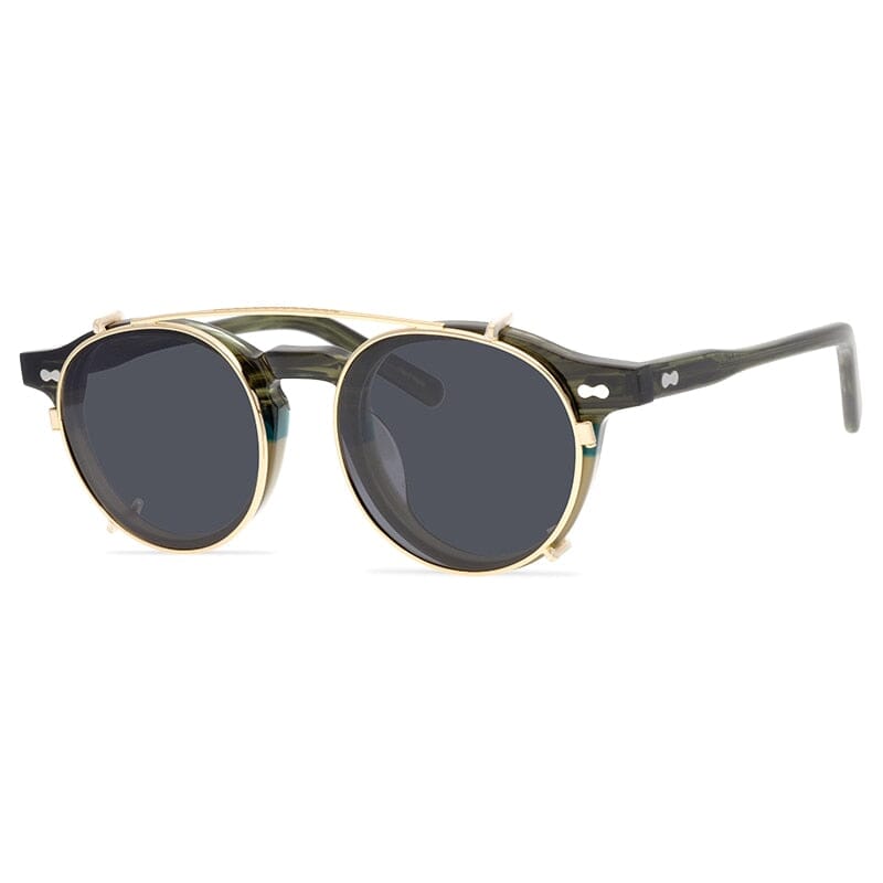 Morton Acetate Glasses Frame With sunglasses Clips Round Frames Southood Gray Cyan