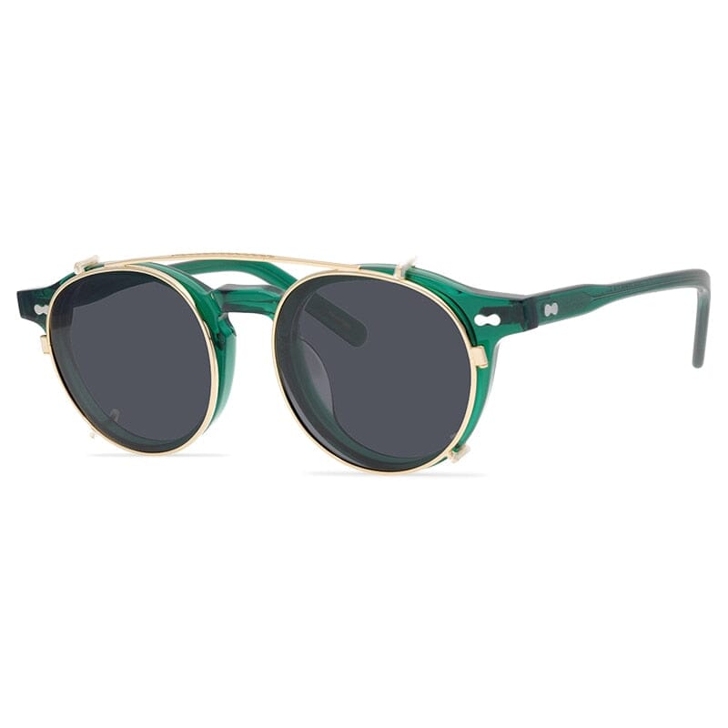 Morton Acetate Glasses Frame With sunglasses Clips Round Frames Southood Green