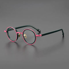 Myles Titanium Acetate Round Glasses Frame Round Frames Southood Pink Green