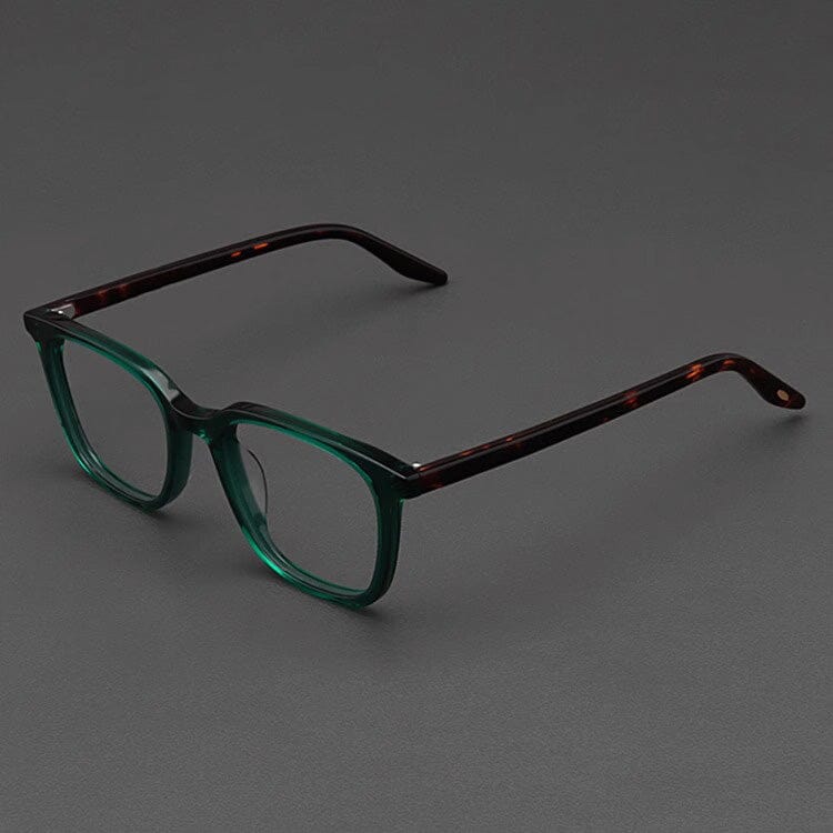 Myrna Acetate Rectangle Glasses Frame Rectangle Frames Southood Green Leopard