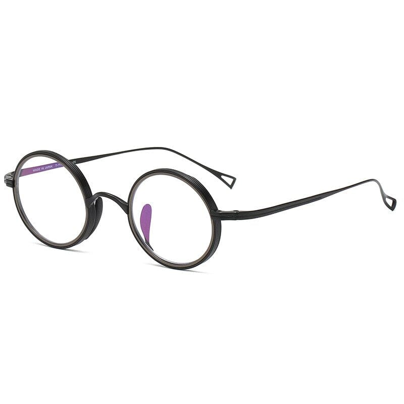 Naoko Ultralight Titanium Round Glasses Frame Round Frames Southood Black
