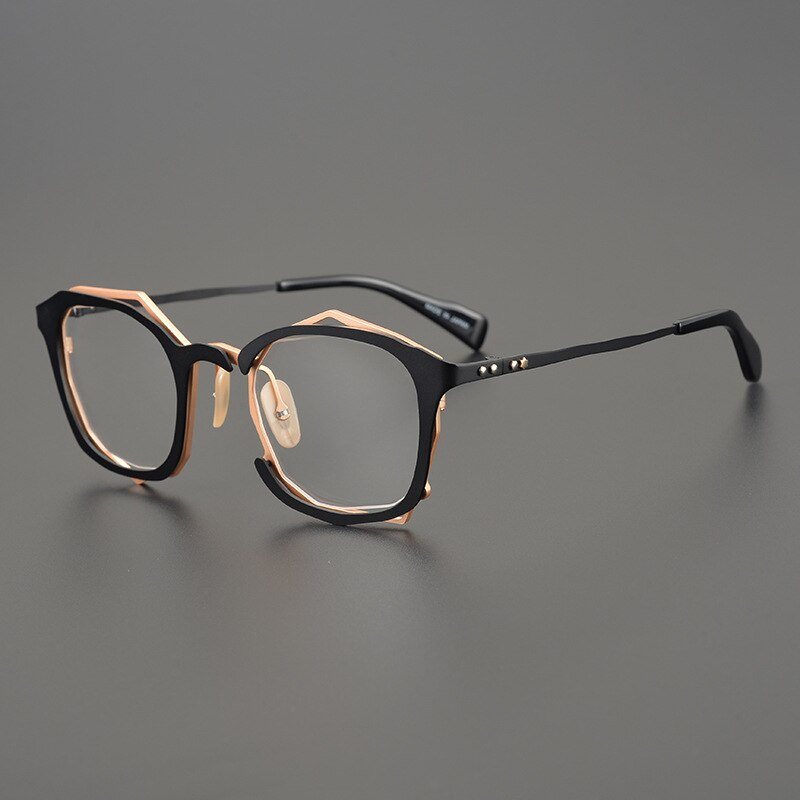 Nassir Personality Irregular Titanium Glasses Frame Geometric Frames Southood Black gold