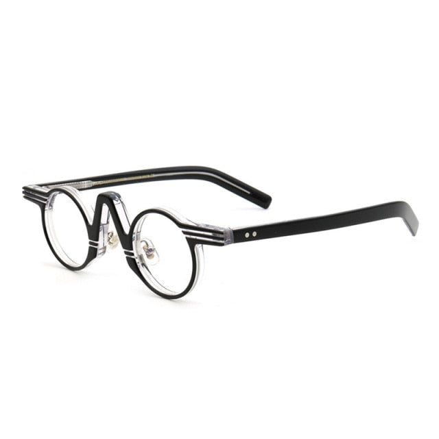 Ned Retro Round Acetate Optical Glasses Frame Round Frames Southood C5Black-Stripe