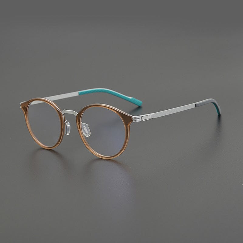 Neo Round Ultra Light Titanium Glasses Frame Round Frames Southood Brown Silver
