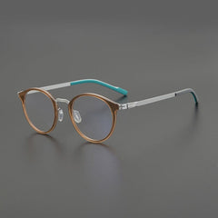Neo Round Ultra Light Titanium Glasses Frame Round Frames Southood Brown Silver