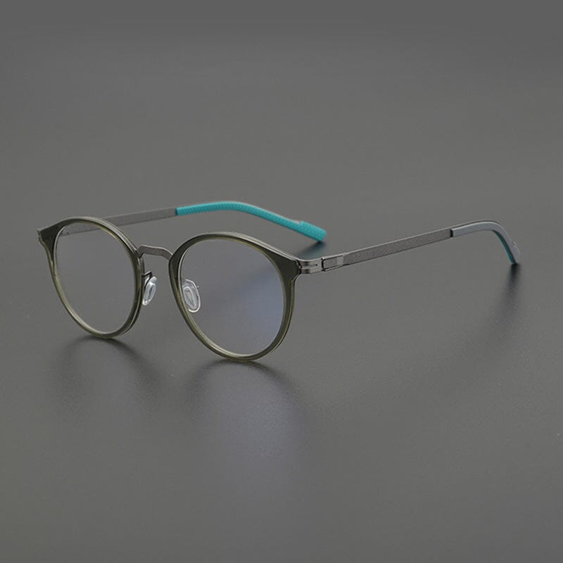 Neo Round Ultra Light Titanium Glasses Frame Round Frames Southood Green Gun