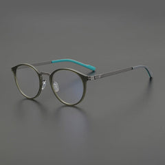 Neo Round Ultra Light Titanium Glasses Frame Round Frames Southood Green Gun
