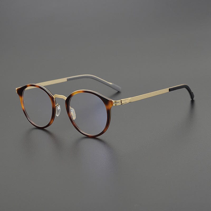 Neo Round Ultra Light Titanium Glasses Frame Round Frames Southood Tortoiseshell Gold