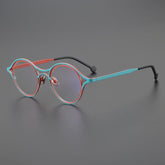 Newman Vintage Titanium Glasses Frame Geometric Frames Southood Red Blue