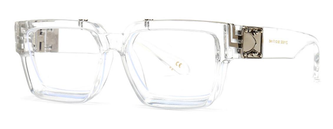 Nicola Designer Blue White Eyeglasses Frame Rectangle Frames Southood Clear silver