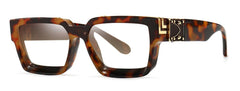 Nicola Designer Blue White Eyeglasses Frame Rectangle Frames Southood Leopard