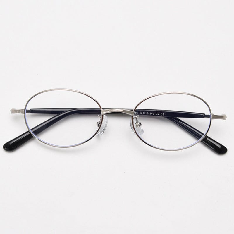Nikki Vintage Oval Eyeglasses Frame Browline Frames Southood Silver