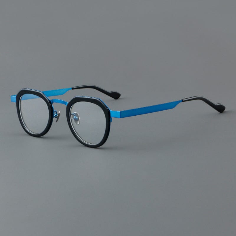 Noel Round Unisex Ultra-Light Titanium Glasses Frame Round Frames Southood Black-blue