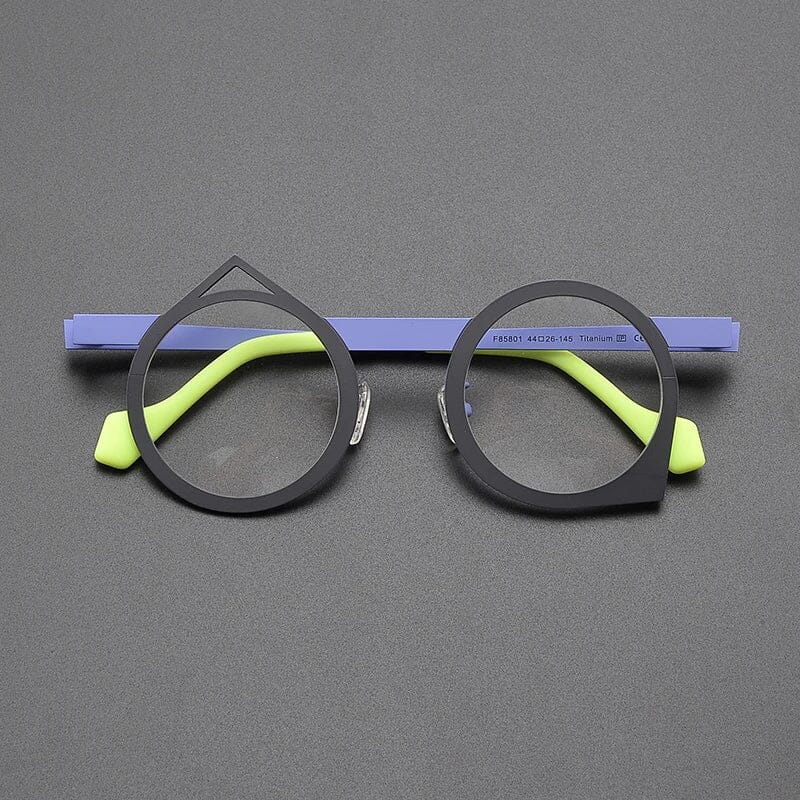 Noor Retro Titanium Glasses Frame Geometric Frames Southood Black Blue
