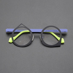 Noor Retro Titanium Glasses Frame Geometric Frames Southood Black Blue