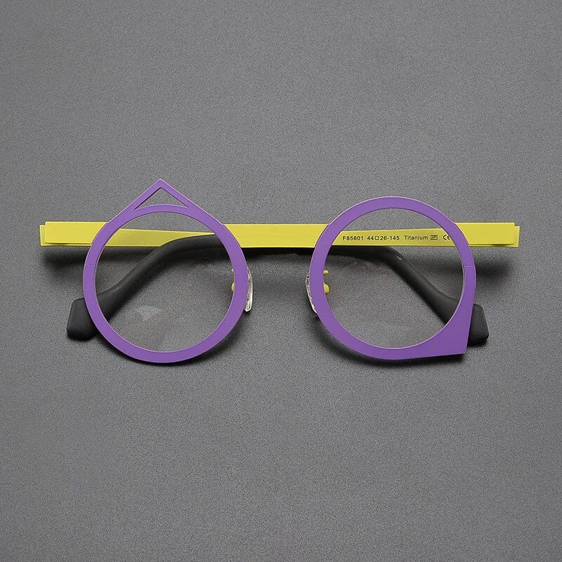 Noor Retro Titanium Glasses Frame Geometric Frames Southood Purple Yellow