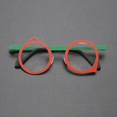 Noor Retro Titanium Glasses Frame Geometric Frames Southood Red Green