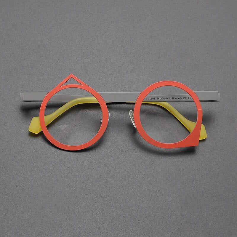 Noor Retro Titanium Glasses Frame Geometric Frames Southood Red Grey