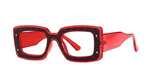 Norma Luxury Designer Vintage Square Glasses Frame Rectangle Frames Southood C2 red clear