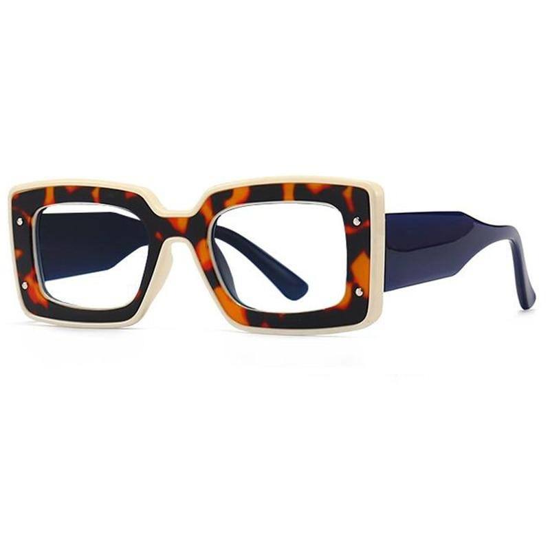 Norma Luxury Designer Vintage Square Glasses Frame Rectangle Frames Southood C7 Leopard blue