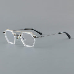 Nurhan Retro Acetate Titanium Glasses Frame Geometric Frames Southood Clear Yellow