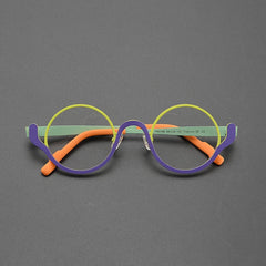 Ollie Small Round Titanium Glasses Frame Round Frames Southood Green Purple