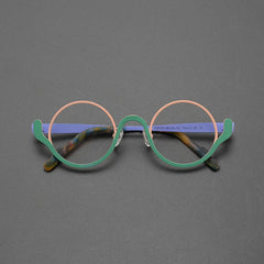 Ollie Small Round Titanium Glasses Frame Round Frames Southood Pink Green