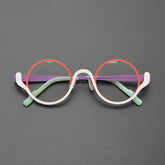 Ollie Small Round Titanium Glasses Frame Round Frames Southood Red White