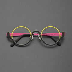 Ollie Small Round Titanium Glasses Frame Round Frames Southood Yellow Black