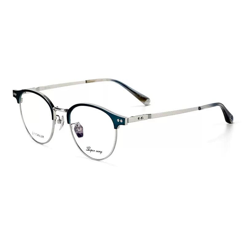 Oswin Vintage Acetate Eyeglasses Frame Browline Frames Southood Blue Silver