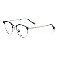 Oswin Vintage Acetate Eyeglasses Frame Browline Frames Southood Blue Silver