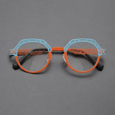 Otto Vintage Titanium Glasses Frame Geometric Frames Southood Blue Orange
