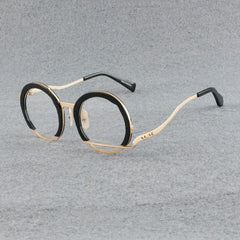 Paddy Retro High-Grade Hand-Made Round Glasses Frames Round Frames Southood Gold-black