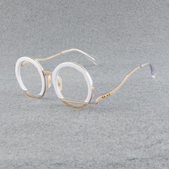 Paddy Retro High-Grade Hand-Made Round Glasses Frames Round Frames Southood White-gold