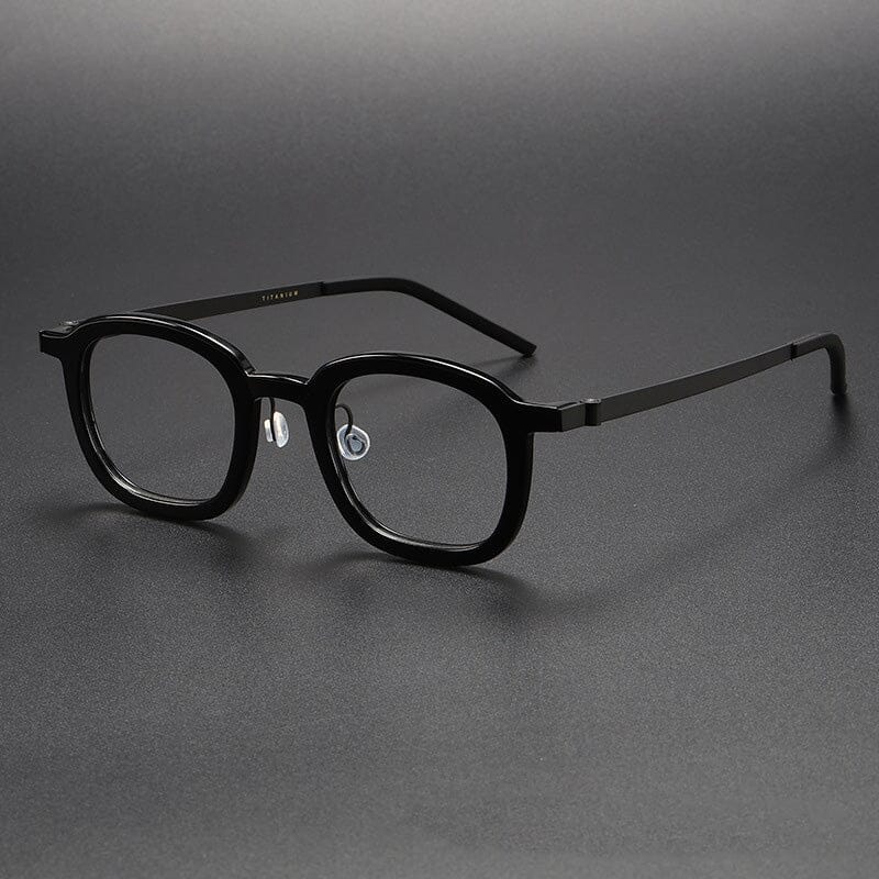 Paget Vintage Acetate Titanium Square Glasses Frame Rectangle Frames Southood Black