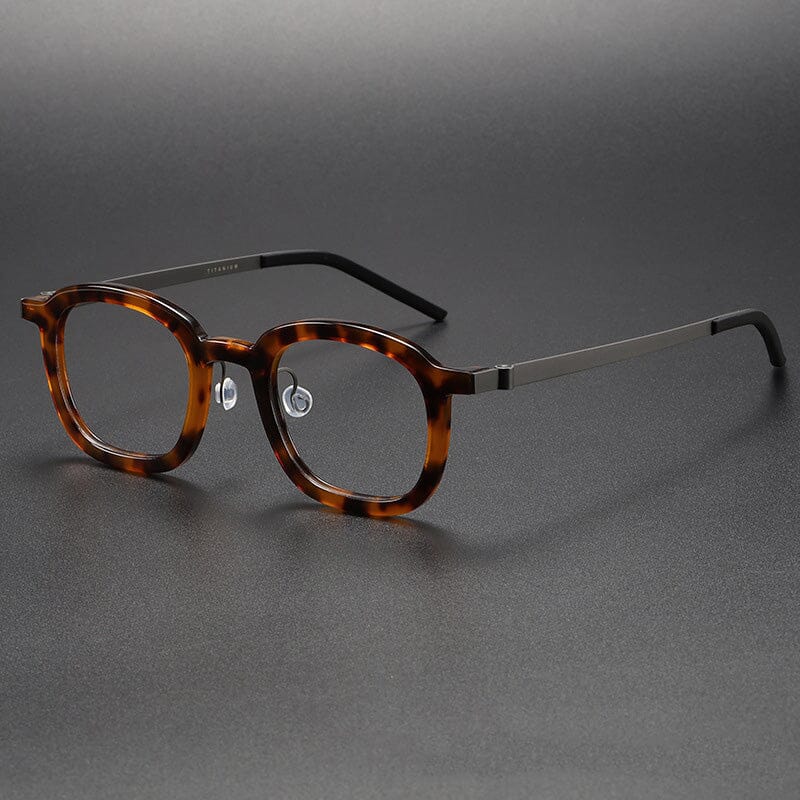 Paget Vintage Acetate Titanium Square Glasses Frame Rectangle Frames Southood Leopard