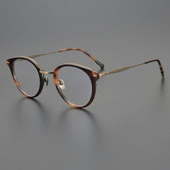 Parle Vintage Acetate Titanium Glasses Frame Round Frames Southood Leopard bronze