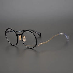 Perry Irregular High-End Retro Round Glasses Frame Round Frames Southood Black gold