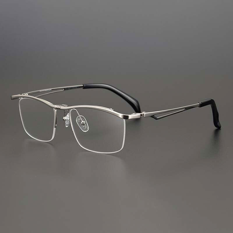 Pierson Titanium Square Flip Up Full Glasses Frame Rectangle Frames Southood Silver