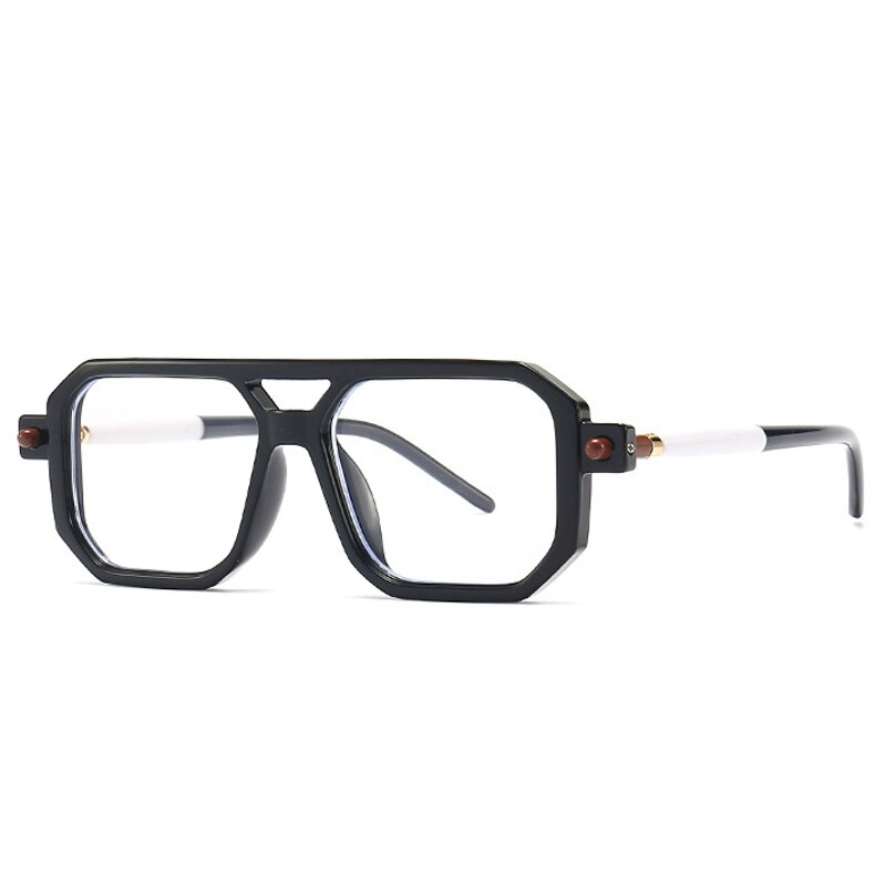 Primo Vintage Square Glasses Frame Rectangle Frames Southood black white leg