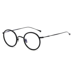 Prof Retro Round Titanium Glasses Frame Round Frames Southood Black
