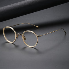Prof Retro Round Titanium Glasses Frame Round Frames Southood Gold