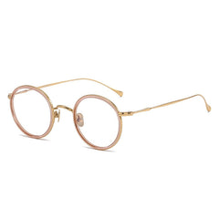 Prof Retro Round Titanium Glasses Frame Round Frames Southood Gold pink