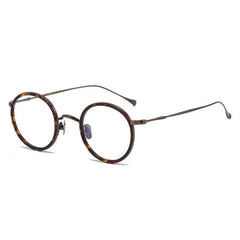 Prof Retro Round Titanium Glasses Frame Round Frames Southood Leopard