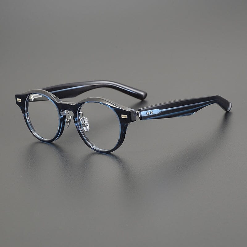 Raff Browline Acetate Glasses Frame Round Frames Southood Blue